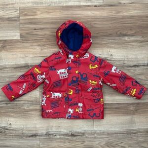 Joe Fresh Water Resistant Raincoat featuring Red Vehicle Design